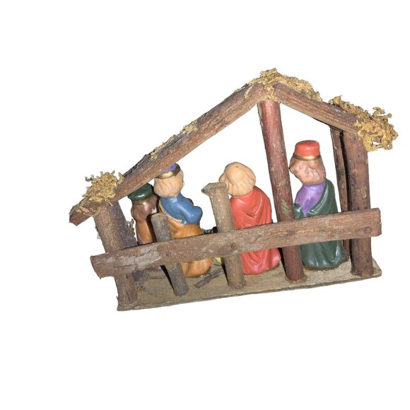 Handcrafted Christmas Collectible Nativity Set With Wooden Stable - Picture 6 of 10